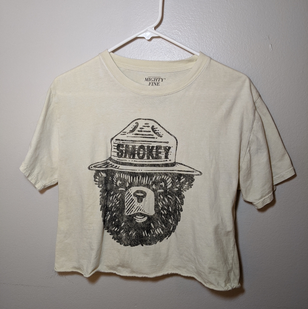Women's M light yellow smokey bear shirts cropped